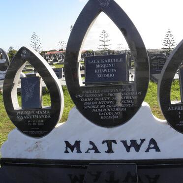 MATWA Alfred Mbuyiselo 1922-1995 :: MATWA Phumia Mama Siyakauthatda 1940-1995