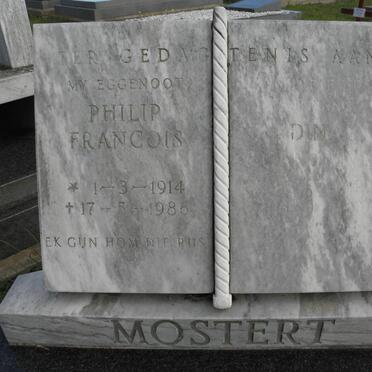 MOSTERT Philip Francois 1914-1986 &amp; Dina 1927-1990