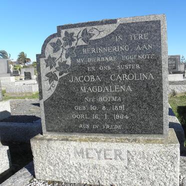 MEYER Jacoba Carolina Magdalena nee BOTMA 1891-1964
