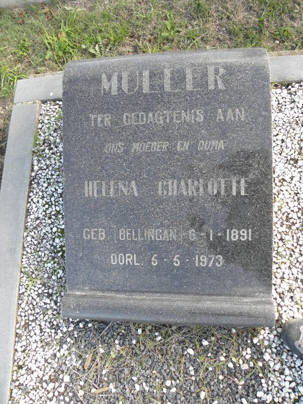 MULLER Helena Charlotte nee BELLINGAN 1891-1973