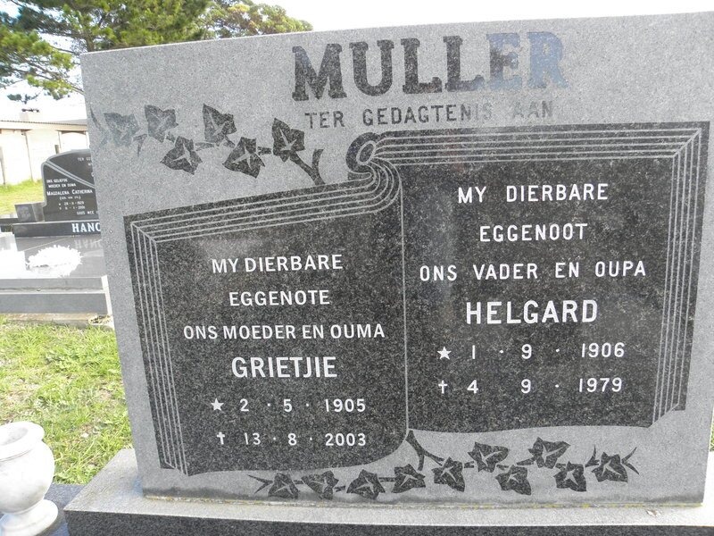 MULLER Helgard 1906-1979 &amp; Grietjie 1905-2003