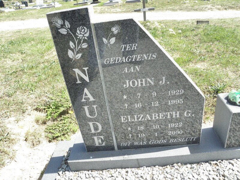 NAUDE John J. 1929-1995 &amp; Elizabeth G. 1922-2000