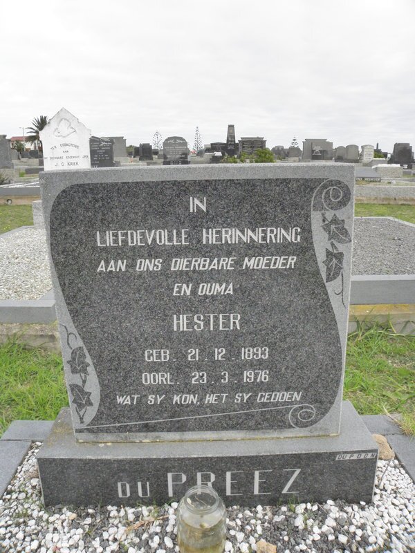 PREEZ Hester, du 1893-1976