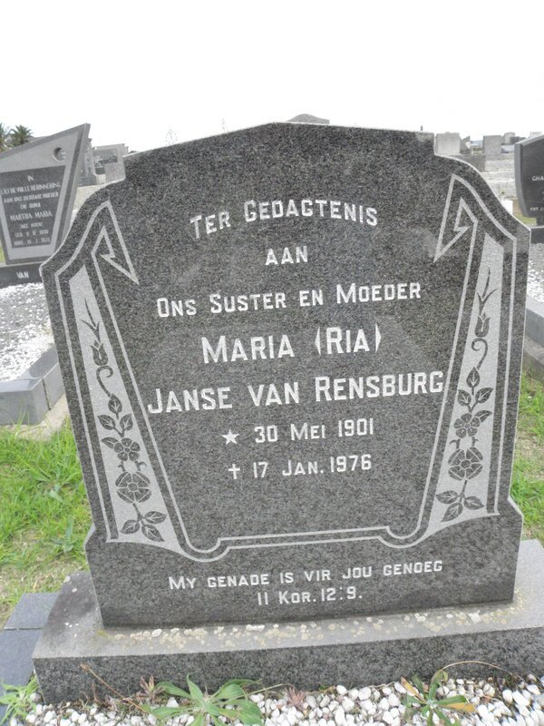 RENSBURG Maria, Janse van 1901-1976
