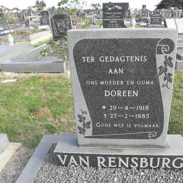 RENSBURG Doreen, van 1918-1985