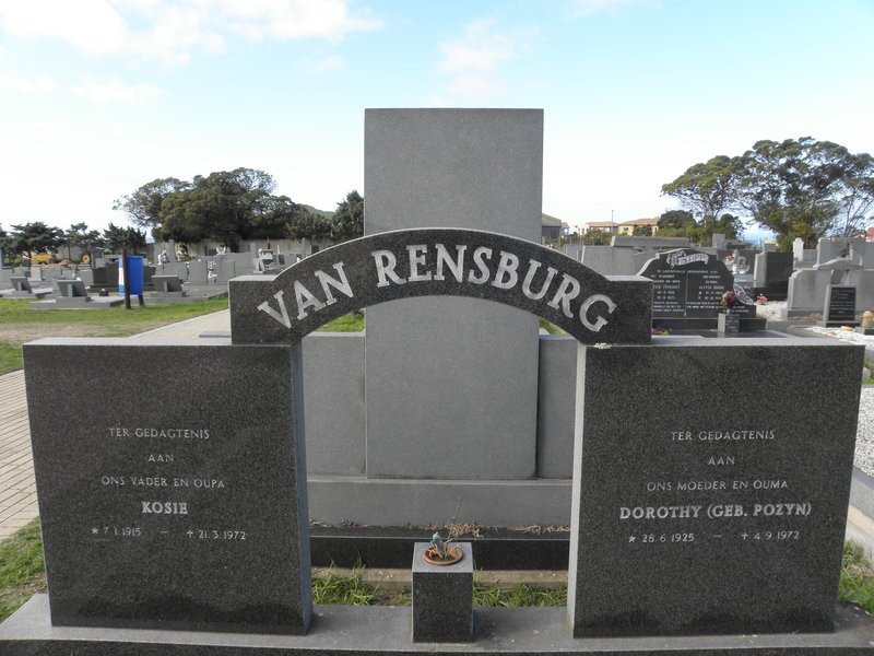 RENSBURG Kosie, van 1915-1972 &amp; Dorothy POZYN 1925-1972