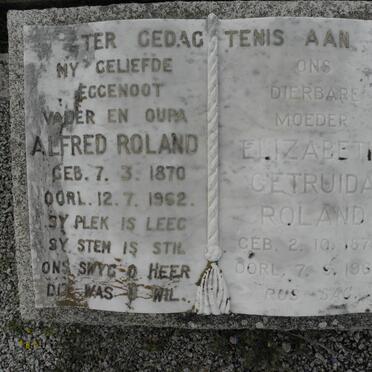 ROLAND Alfred 1870-1962 &amp; Elizabeth Gertruida 1878-1968