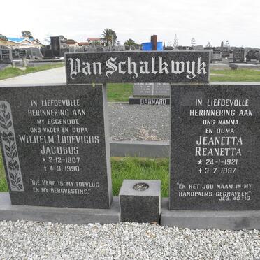 SCHALKWYK Wilhelm Lodevicus Jacobus, van 1907-1990 &amp; Jeanetta Reanetta 1921-1997