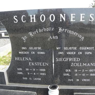 SCHOONEES Siegrried Zollmann 1907-1986 &amp; Hester EKSTEEN 1906-1995