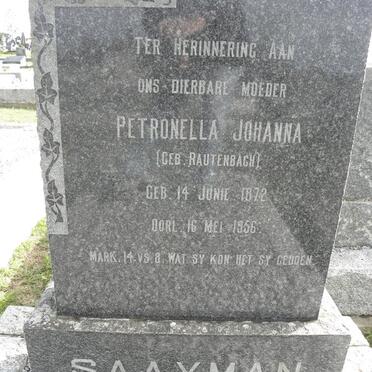 SAAYMAN Petronella Johanna nee RAUTENBACH 1872-1956