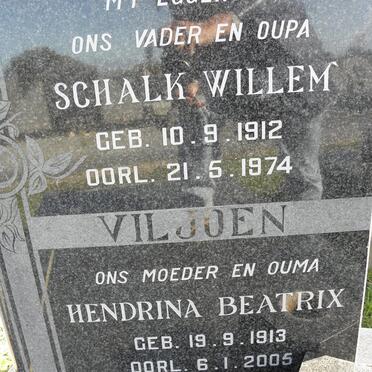 VILJOEN Schalk Wilem 1912-1974 &amp; Hendrina Beatrix 1913-2005
