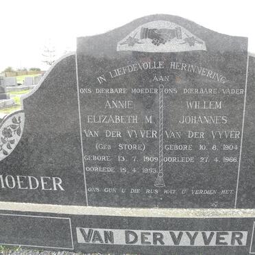VYVER Willem Johannes, van der 1904-1966 &amp; Annie Elizabeth M. STORE 1909-1953