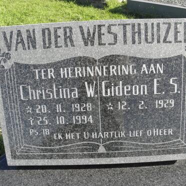 WESTHUIZEN Gideon E.S., van der 1929- &amp; Christina W. 1928-1994