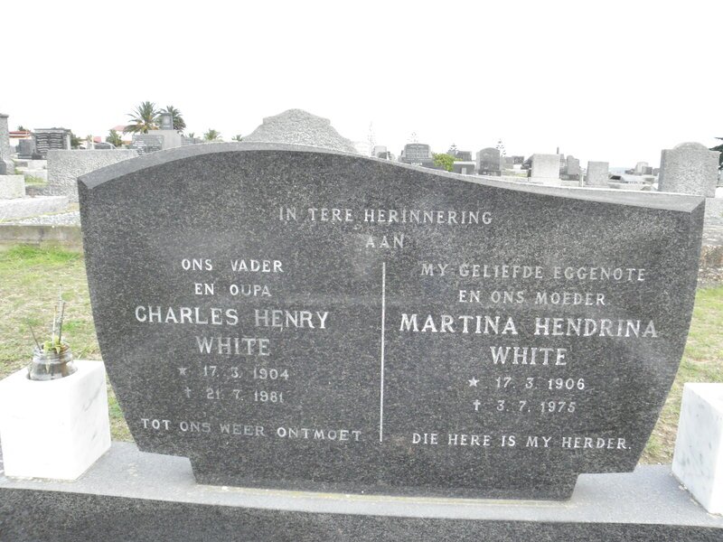 WHITE Charles Henry 1904-1981 &amp; Martina Hendrina 1906-1975