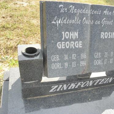 ZINKFONTEIN John George 1916-1994 &amp; Rosina 1922-2001