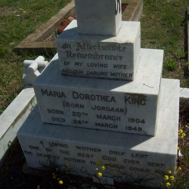 KING Maria Dorothea nee JORDAAN 1904-1949