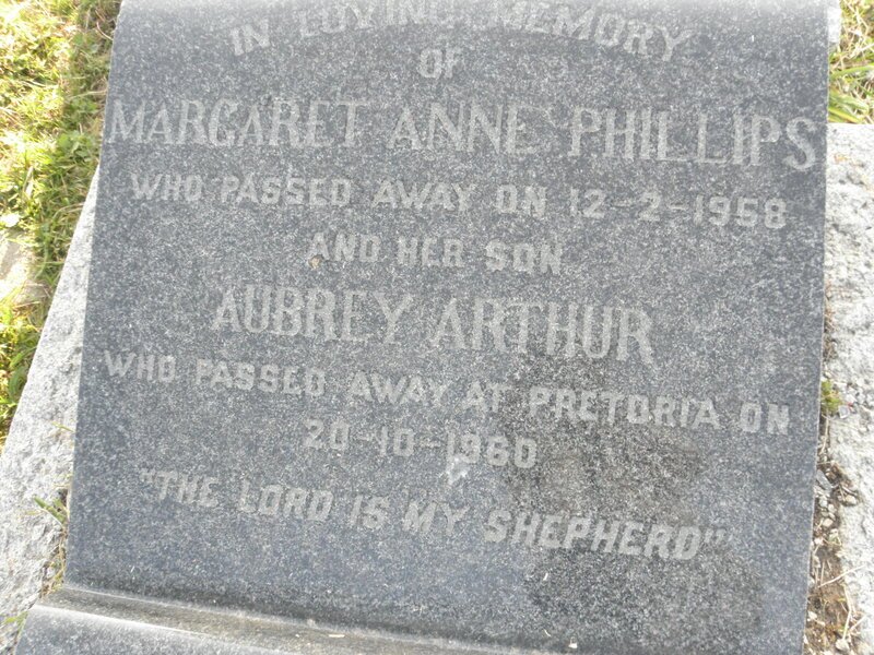 PHILLIPS Margaret Anne -1958 :: PHILLIPS Aubrey Arthur -1980