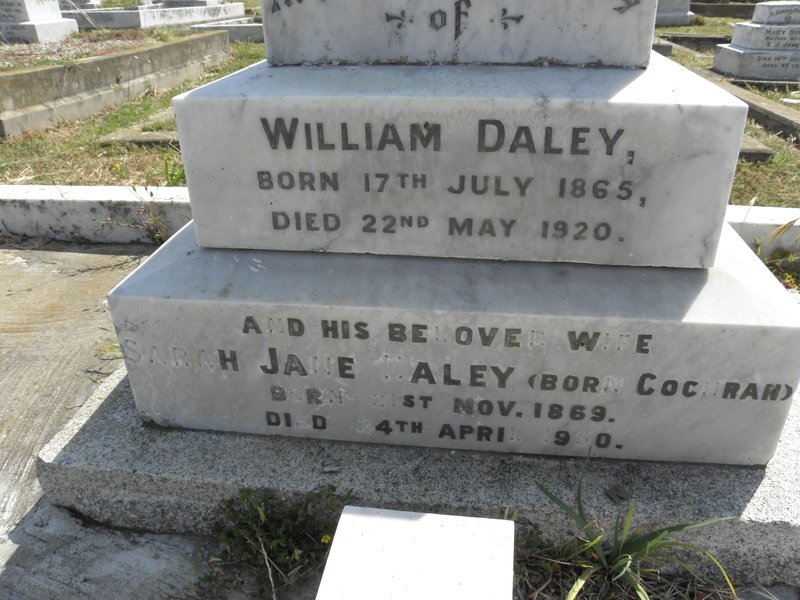 DALEY William 1865-1920 &amp; Sarah Jane COCHRAN 1869-1950