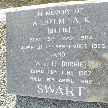 SWART Wilhelmina K.  1904-1968 :: SWART W.J.R. 1907-1999
