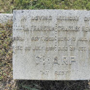 SHARP Charles Henry 1835-1955 &amp; Maria Francina 1892-1965