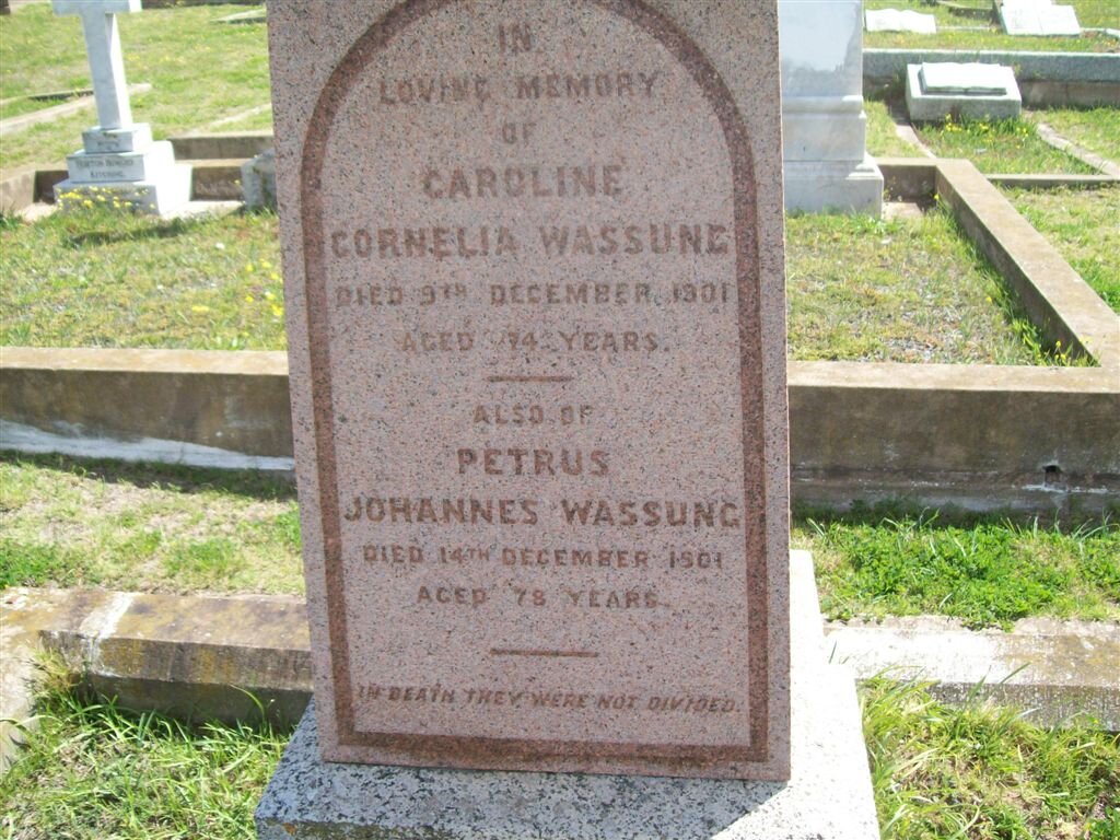 WASSUNG Petrus Johannes -1901 &amp; Caroline Cornelia -1901
