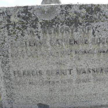 WASSUNG Francis Gerrit 1875-1937 :: HOGG Hortense Catherine 1870-1962