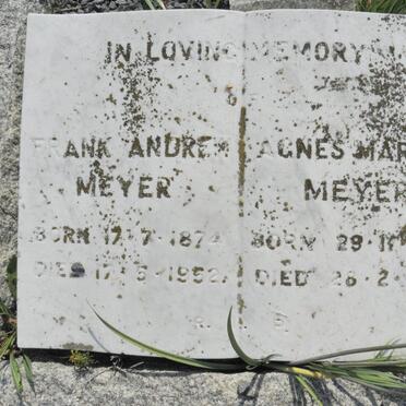MEYER Frank Andrew 1874-1952 &amp; Agnes Marais 1884-1963