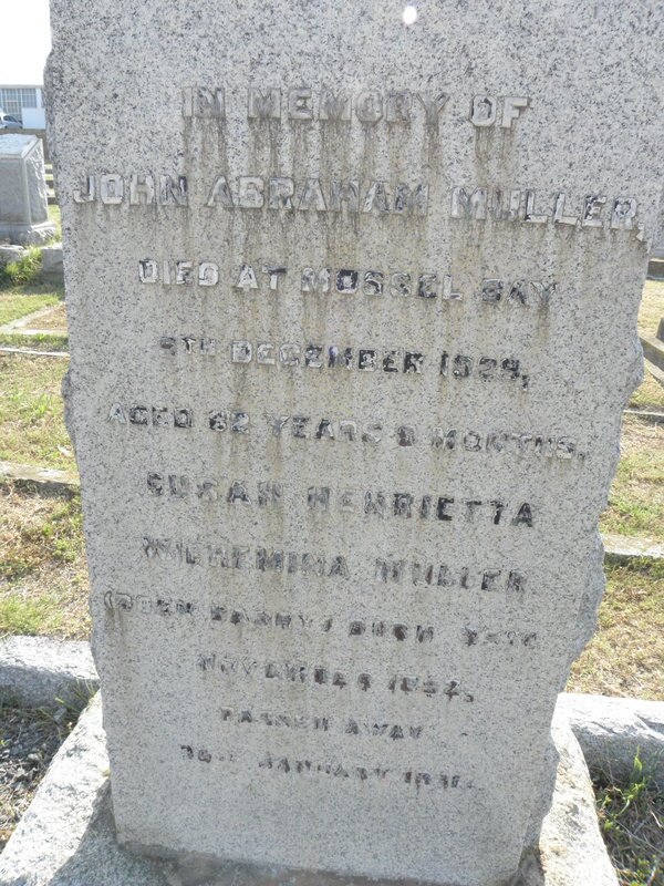 MULLER John Abraham -1929 &amp; Susan Henrietta Wilhemina BARRY 1852-1941