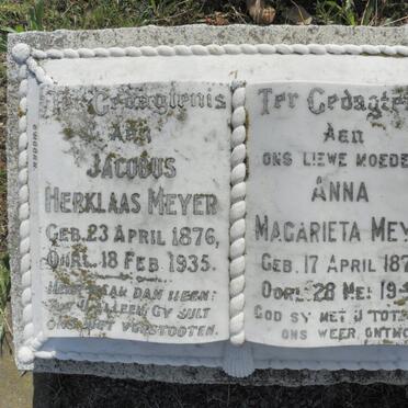 MEYER Jacobus Herklaas 1876-1935 &amp; Anna Magarieta 1876-1949