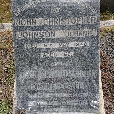 JOHNSON John Christopher -1948 &amp; Catherine Elizabeth Queenie CLAUDE formerly JOHNSON -1980