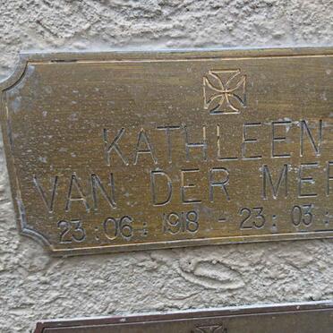 MERWE Kathleen, van der 1918-2012