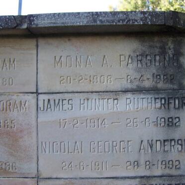 ANDERSEN Nicolai George 1911-1992 :: RUTHERFORD James Hunter 1914-1992 :: PARSONS Mona A. 1908-1992