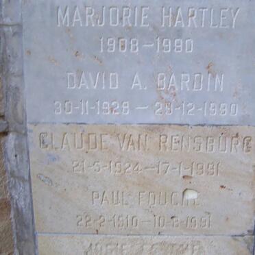 BARDIN David A. 1928-1990 :: FOUCHE Paul 1910-1991 :: HARTLEY Marjorie 1908-1990 ::  VAN RENSBURG Claude 1924-1991