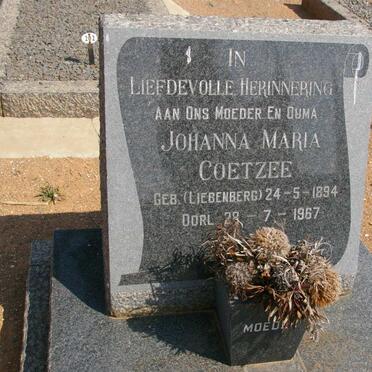 COETZEE Johanna Maria nee LIEBENBERG 1894-1967
