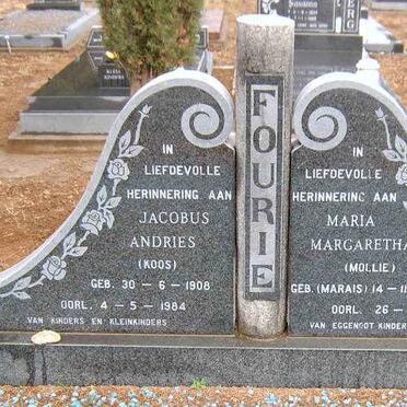 FOURIE Jacobus Andries 1908-1984 &amp; Maria Margaretha MARAIS 1915-1983