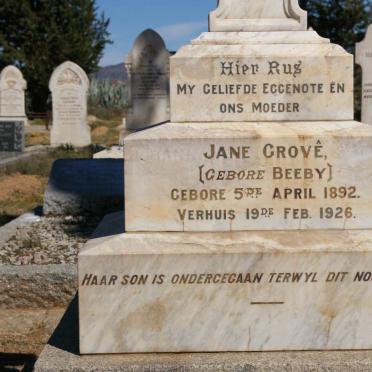 GROVÉ Jane nee BEEBY 1892-1926