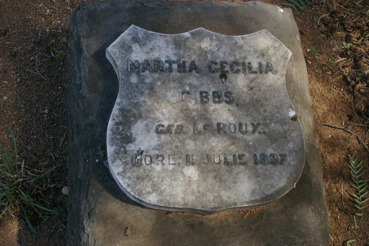 GIBBS Martha Cecilia nee LE ROUX -1897