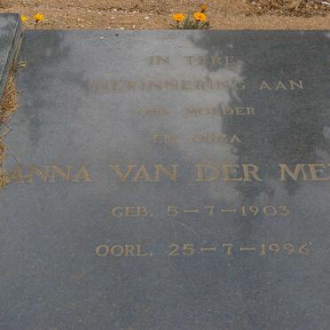 MERWE P.J., van der 1896-1989 &amp; Anna 1903-1996