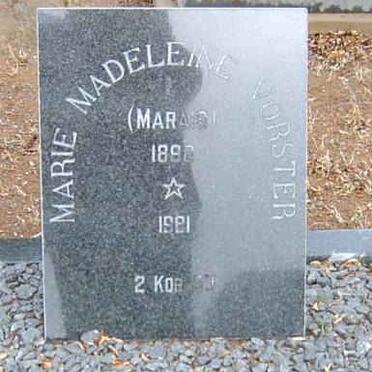 VORSTER Marie Madeleine nee MARAIS 1892-1921