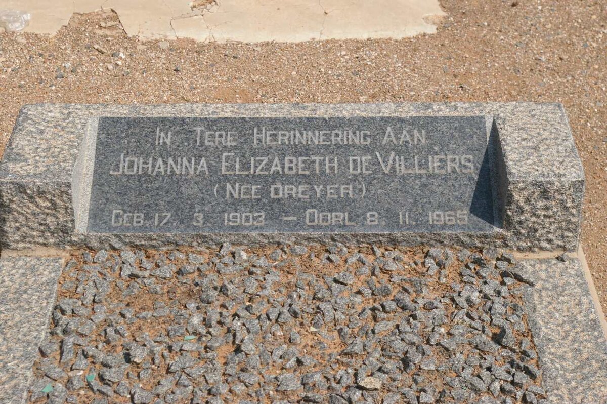 VILLIERS Johanna Elizabeth, du nee DREYER 1903-1965
