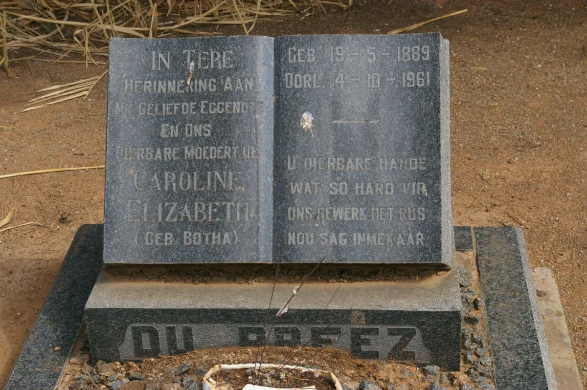 PREEZ Caroline Elizabeth, du nee BOTHA 1889-1961