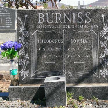 BURNISS Theodorus 1923-1988 &amp; Sophia 1916-1991