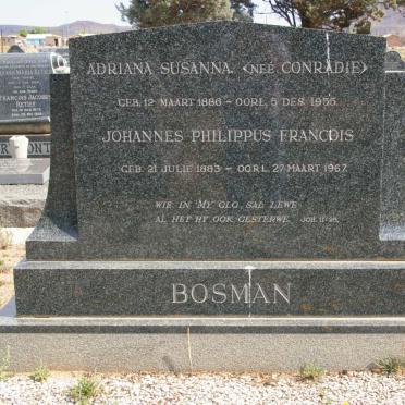 BOSMAN Johannes Philippus Francois 1883-1967 &amp; Adriana Susanna CONRADIE 1886-1955