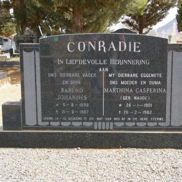 CONRADIE Barend Johannes 1898-1987 &amp; Marthina Casperina NAUDE 1901-1982