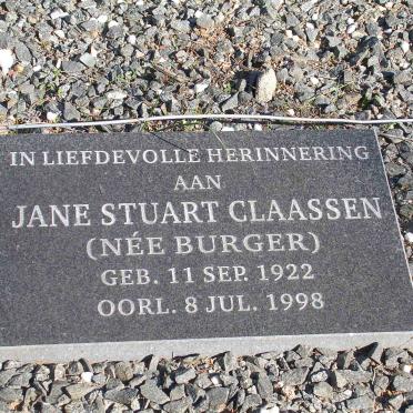 CLAASSEN Jane Stuart nee BURGER 1922-1998