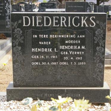 DIEDERICKS Hendrik L. 1913-1987 &amp; Hendrika M. VERWEY 1912-1989