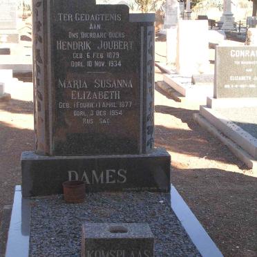 DAMES Hendrik Joubert 1879-1934 &amp; Maria Susanna Elizabeth FOURIE 1877-1954