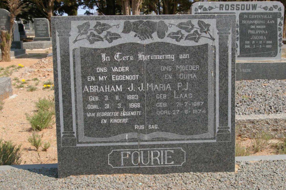 FOURIE Abraham J.J. 1883-1968 &amp; Maria P.J. LAAS 1887-1974