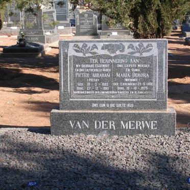 MERWE  Pieter Abraham, van der 1892-1961 &amp; Maria Debora LIEBENBERG 1891-1975