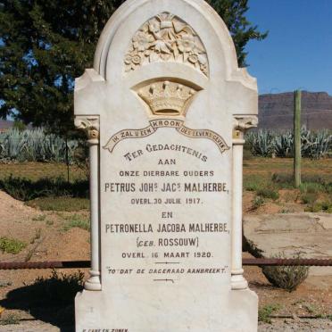 MALHERBE Petrus Johannes Jacobus -1917 &amp; Petronella Jacoba ROSSOUW -1920